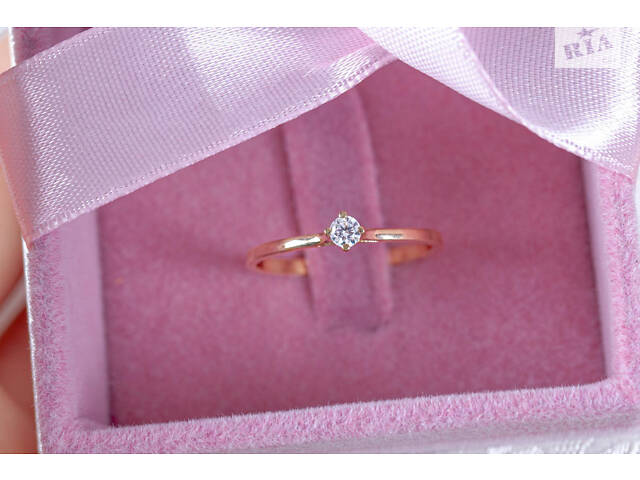 Кольцо из красного золота с фианитом 20.5 K-0048 - Фото 6