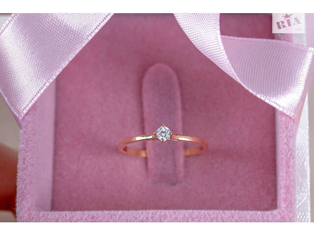 Кольцо из красного золота с фианитом 20.5 K-0048 - Фото 7