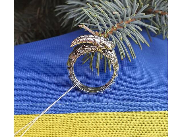 Кольцо уроборос Maxi Silver 8583 SE 22 - Фото 9