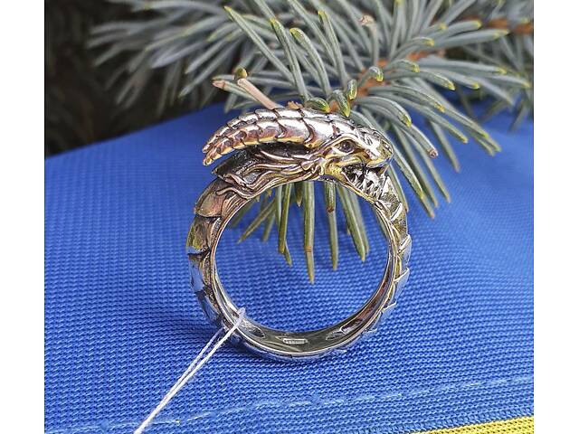 Кольцо уроборос Maxi Silver 8583 SE 22 - Фото 10