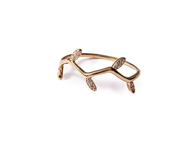 Кольцо веточка из жёлтого золота K-0308 - Фото 2