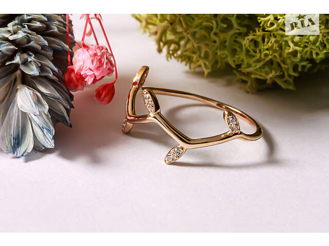 Кольцо веточка из жёлтого золота K-0308 - Фото 3