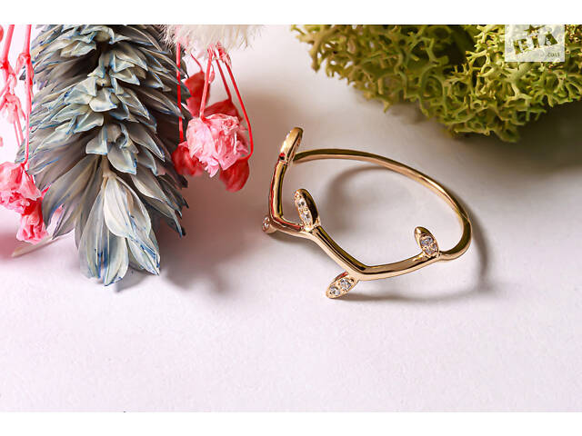 Кольцо веточка из жёлтого золота K-0308 - Фото 4