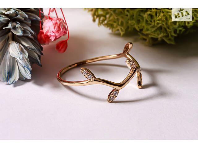 Кольцо веточка из жёлтого золота K-0308 - Фото 6