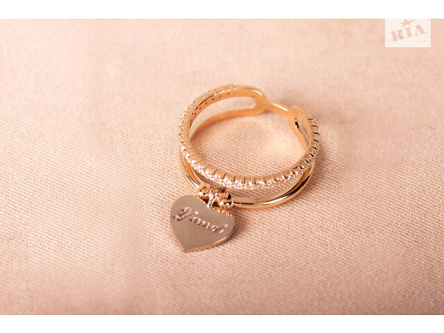 Кольцо из желтого и белого золота с сердечком K-0245 - Фото 1