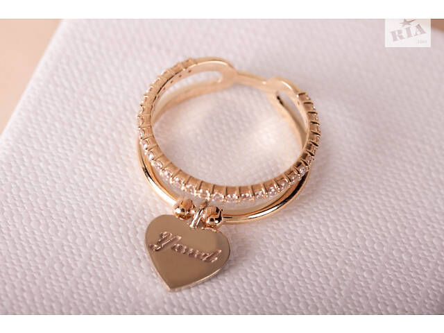 Кольцо из желтого и белого золота с сердечком K-0245 - Фото 3