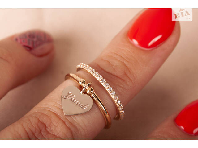 Кольцо из желтого и белого золота с сердечком K-0245 - Фото 4