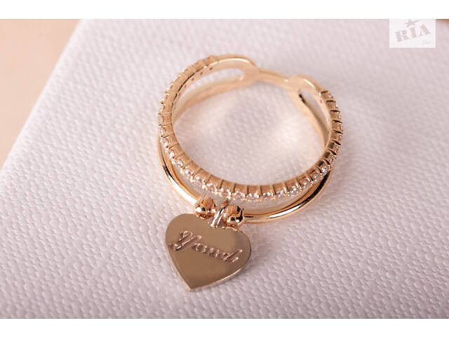 Кольцо из желтого и белого золота с сердечком K-0245 - Фото 5