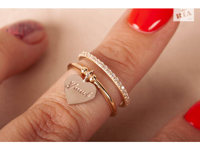 Кольцо из желтого и белого золота с сердечком K-0245 - Фото 6