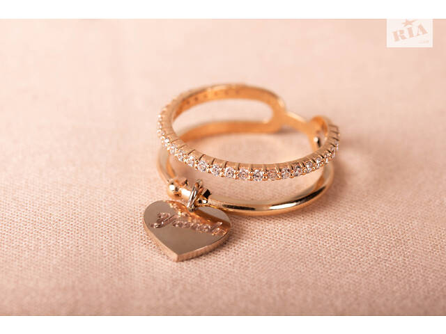 Кольцо из желтого и белого золота с сердечком K-0245 - Фото 8