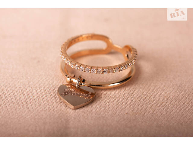 Кольцо из желтого и белого золота с сердечком K-0245 - Фото 10