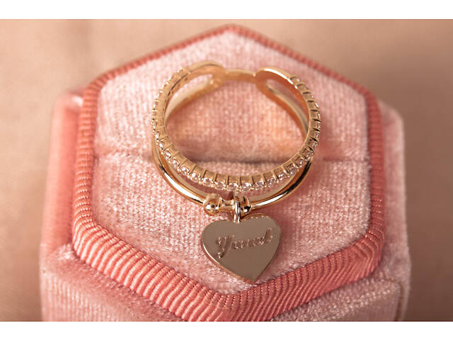 Кольцо из желтого и белого золота с сердечком K-0245 - Фото 2