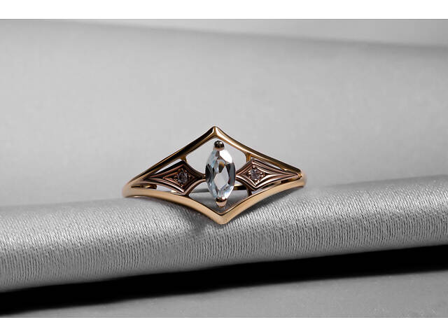 Кольцо из красного золота с топазом и бриллиантами K-0389 - Фото 5