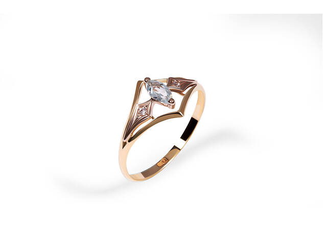 Кольцо из красного золота с топазом и бриллиантами K-0389 - Фото 2