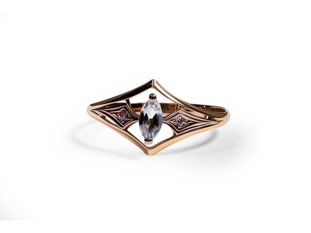 Кольцо из красного золота с топазом и бриллиантами K-0389 - Фото 4