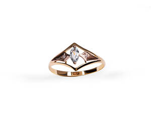 Кольцо из красного золота с топазом и бриллиантами K-0389