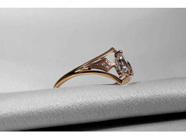 Кольцо из красного золота с топазом и бриллиантами K-0389 - Фото 6