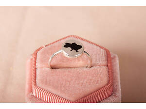 Кільце з родієваного срібла з картою України 21 SK-0009