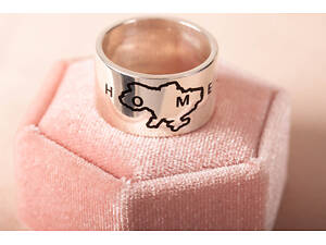 Кільце з родієваного срібла з картою України 15 SK-0011