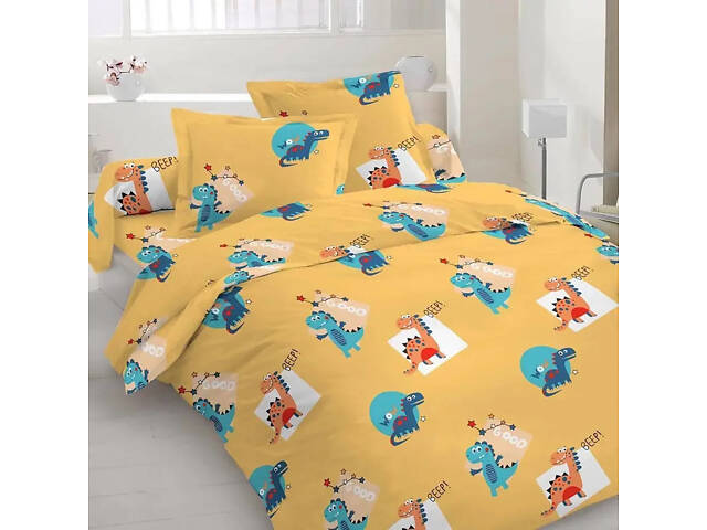Комлпект постільної білизни в дитяче ліжечко 'Жовті динозаврики' - Фото 1