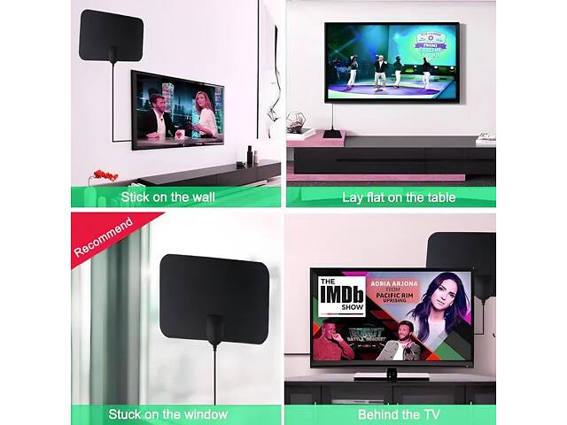 Кімнатна цифрова ТВ антена RESTEQ — пасивна антена з підтримкою 1080p, для прийому цифрового сигналу DVB-T / DVB-T2. - Фото 4