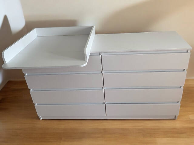 Комод Classic Soft на 8 ящиков белый, съемный пеленатор - Фото 1