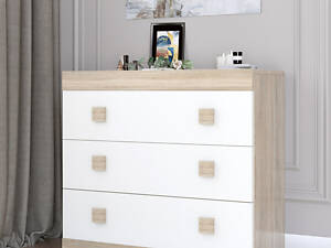 Комод Еверест на 3 ящики Соната-1 80х38х75 дуб сонома + білий (DTM-2044)