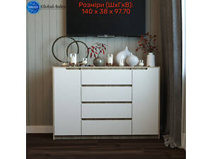 Комод Мікс-3, Дуб Сонома, Білий, Телескопічні напрямні