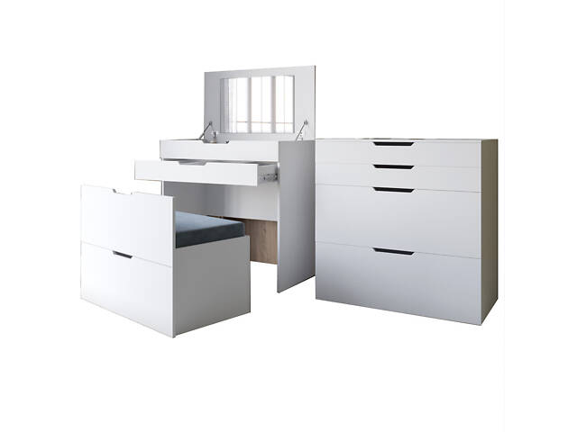 Комод-трюмо с зеркалом, нишей под сиденьем и ящиком LION Азия Нимфея Альба (белый) (LION-041673) ТОП - Фото 2