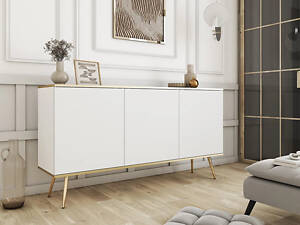 Комод у вітальню Oro K160 (білий / золотий)