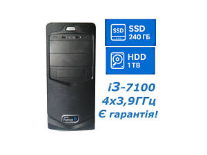 Комп'ютер(DDR4 8Gb, i3-7100(4x3,9Ггц), SSD 240 GB,HDD 1Tb)