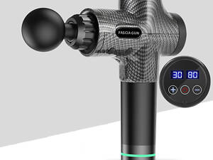 Компактний перкусійний масажер для всього тіла, 6 змінних масажних насадок, 30 рівнів швидкості