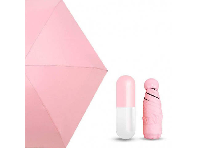 Компактна парасолька в капсулі-футлярі Рожевий, маленька парасолька в капсулі. Колір: рожевий - Фото 3