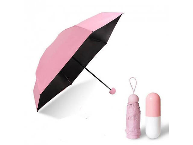 Компактна парасолька в капсулі-футлярі Рожевий, маленька парасолька в капсулі. Колір: рожевий - Фото 5