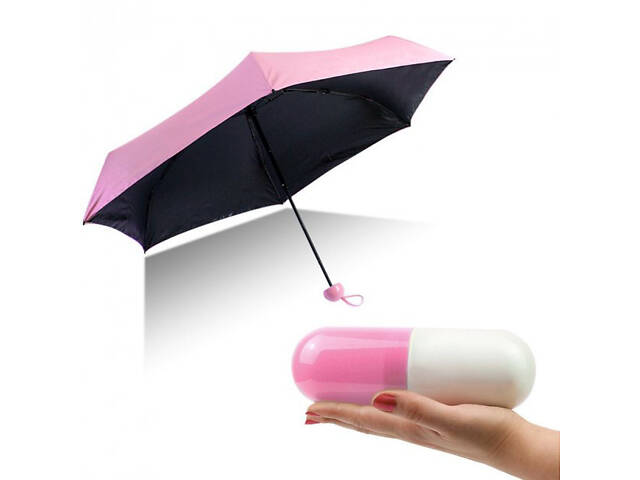 Компактна парасолька в капсулі-футлярі Рожевий, маленька парасолька в капсулі. Колір: рожевий - Фото 7