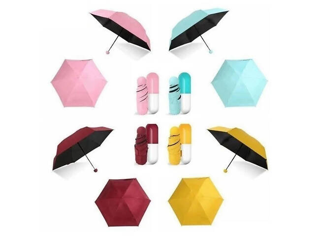 Компактна парасолька в капсулі-футлярі Рожевий, маленька парасолька в капсулі. Колір: рожевий - Фото 11