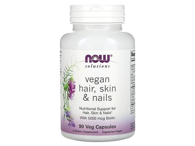 Комплекс для волосся шкіри та нігтів Now Foods Vegan Hair Skin & Nails 90 vcaps (1086-2022-10-1994) - Фото 1