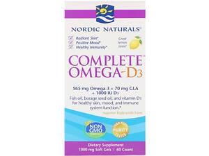 Комплекс Омега-D3 1000 мг Nordic Naturals Лимон 60 гелевых капсул