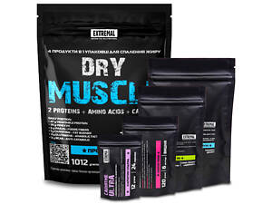 Комплект 4 в 1 для похудения Extremal Dry Muscle 1 кг – протеин, карнитин, whey protein, аминокислоты BCAA и Глютамин (1