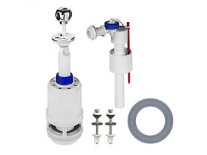 Комплект арматури для зливного бачка з боковою подачею води 1/2 ″ та ричагом зливу вгору АБу-20