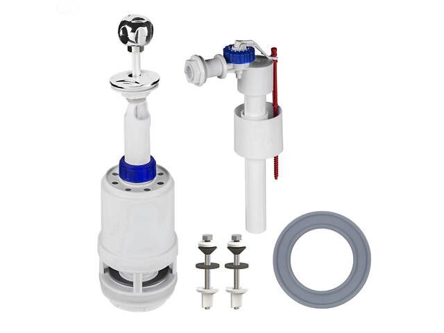 Комплект арматури для зливного бачка з боковою подачею води 1/2 ″ та ричагом зливу вгору АБу-20 - Фото 1