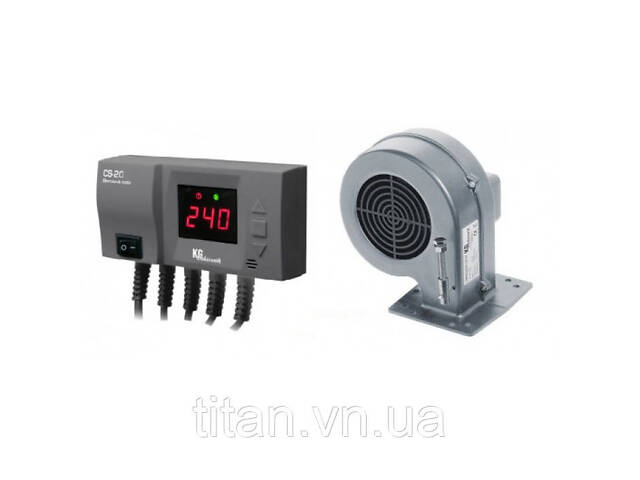 Комплект автоматики KG Elektronik CS-20 LED +вентилятор DP-02 для твердотопливных котлов - Фото 1