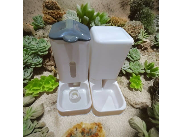 Комплект автоматична годівниця та поїлка для домашніх тварин 3,8 л — автоматична подача корму та води для котів і з - Фото 2
