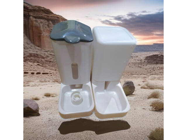 Комплект автоматична годівниця та поїлка для домашніх тварин 3,8 л — автоматична подача корму та води для котів і з - Фото 4