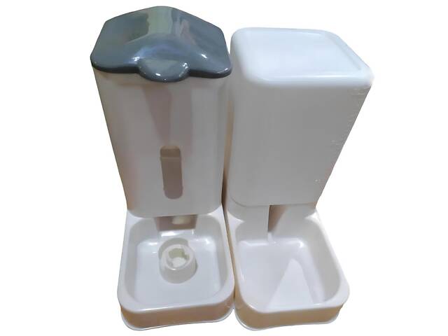 Комплект автоматична годівниця та поїлка для домашніх тварин 3,8 л — автоматична подача корму та води для котів і з - Фото 1