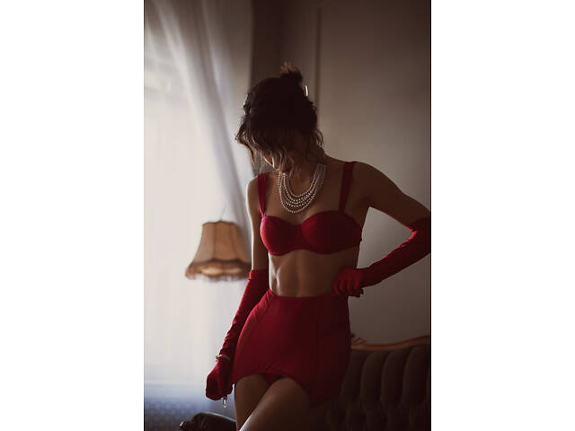 Комплект білизни з сатину Perfect Female Червоний L/80A (181LS-32T-r) - Фото 3