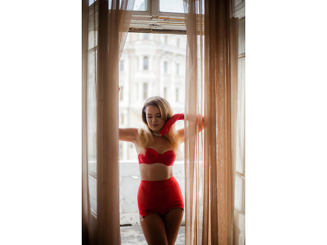 Комплект білизни з сатину Perfect Female Червоний L/80A (181LS-32T-r) - Фото 9