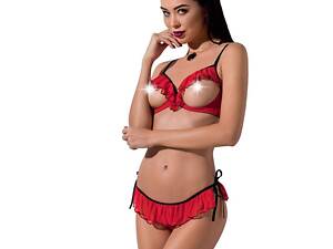 Комплект білизни Passion CHERRY SET WITH OPEN BRA Exclusive XXL/XXXL червоний (PS25509)