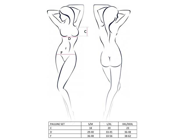 Комплект белья PAULINE SET black S/M - Passion: стрепи: ліф, стринги та пояс для чулок Feromon - Фото 3