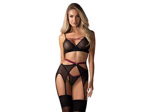 Комплект белья с поясом для чулок Obsessive Novenes 3-pcs set M/L (SX0617)